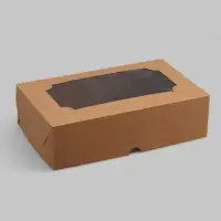 Коробка складная с окном под зефир, крафт, 25&times;15&times;7 см