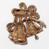 Новый год! Брошь новогодняя "Колокольчики", цвет красно-зеленый в золоте