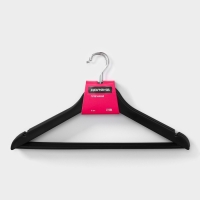 Плечики - вешалки для одежды Доляна, 43&times;23 см, 3 шт, антискользящая перекладина, цвет чёрный