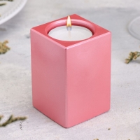 Подсвечник "Квадрат" из гипса, 5х8см, розовый Подсвечник "Квадрат" из гипса, 5х8см, розовый