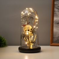 Светильник колба «Череп с пауками» 1,5Вт, LED, 3xAAA, черный USB 11х11х21см Светильник колба «Череп с пауками» 1,5Вт, LED, 3xAAA, черный USB 11х11х21см