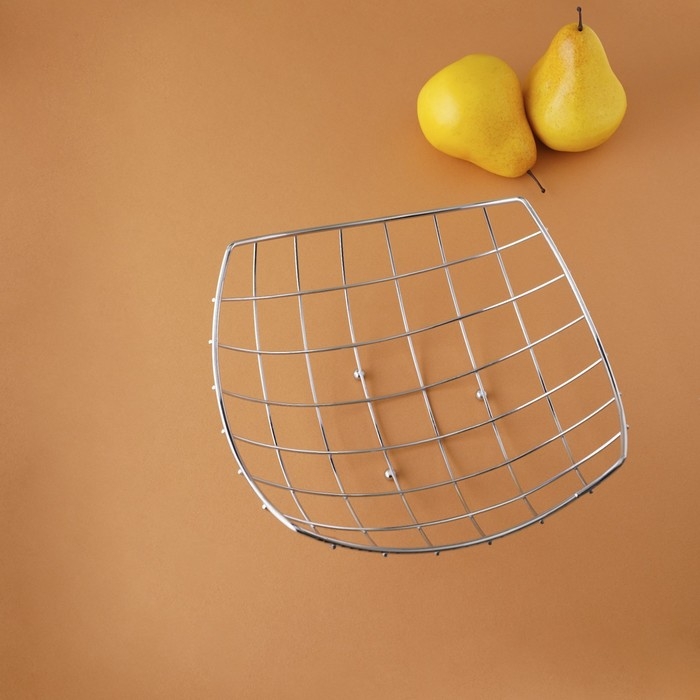 Фруктовница Доляна &laquo;Решето&raquo;, 23,5&times;23,5&times;10,5 см, цвет серебряный