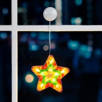 Светодиодная фигура на присоске &laquo;Звезда&raquo; 19 &times; 19 см, пластик, батарейки АААх3 (не в комплекте), свечение тёплое белое