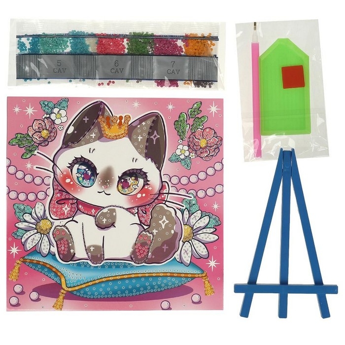 Набор для детского творчества, алмазная мозаика &laquo;Милая киска&raquo;, 20 &times; 20 см