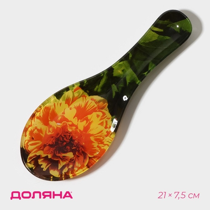 Подставка стеклянная под ложку Доляна &laquo;Хризантема&raquo;, 21&times;7,5&times;1,4 см