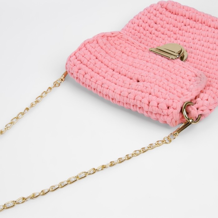 Цепочка с жемчугом для сумки, с карабинами, 7 × 13 мм, d = 4 мм, 60 см, цвет золотой Цепочка с жемчугом для сумки, с карабинами, 7 × 13 мм, d = 4 мм, 60 см, цвет золотой