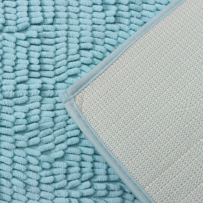 Коврик для ванной Доляна &laquo;Букли длинные&raquo;, 50&times;80 см, длина букли 2 см, цвет голубой