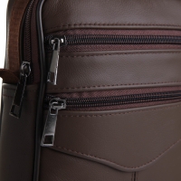 Сумка мужская на молниях, длинный ремень, цвет коричневый