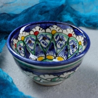 Пиала Риштанская керамика "Цветы", 8,5 см, малая коньячная, микс Пиала Риштанская керамика "Цветы", 8,5 см, малая коньячная, микс