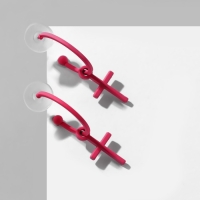 Серьги эмаль &laquo;Крестик&raquo; на кольце, цвет матовый розовый