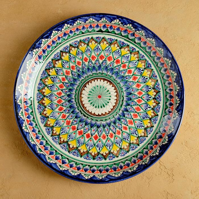 Ляган Риштанская Керамика "Узоры", 36 см, синий