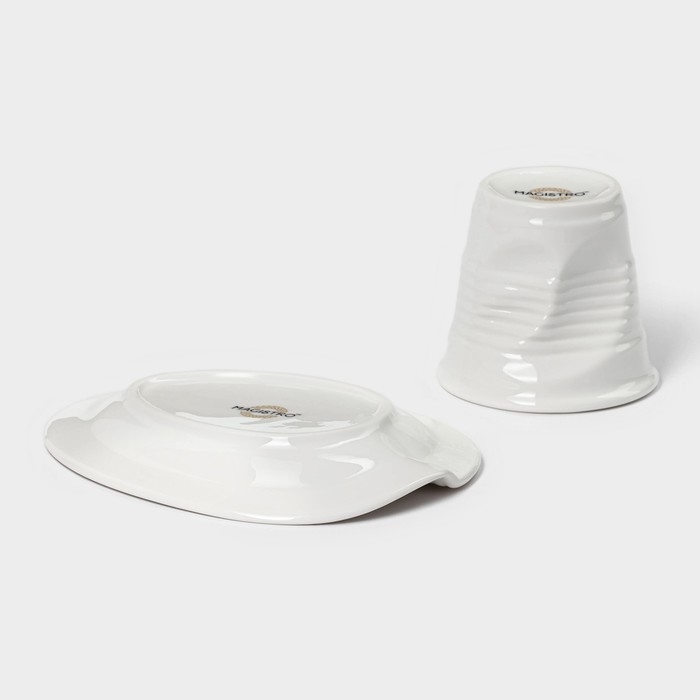 Кофейная пара фарфоровая Magistro &laquo;Бланш&raquo;, 2 предмета: чашка 80 мл, блюдце 13&times;10,5 см