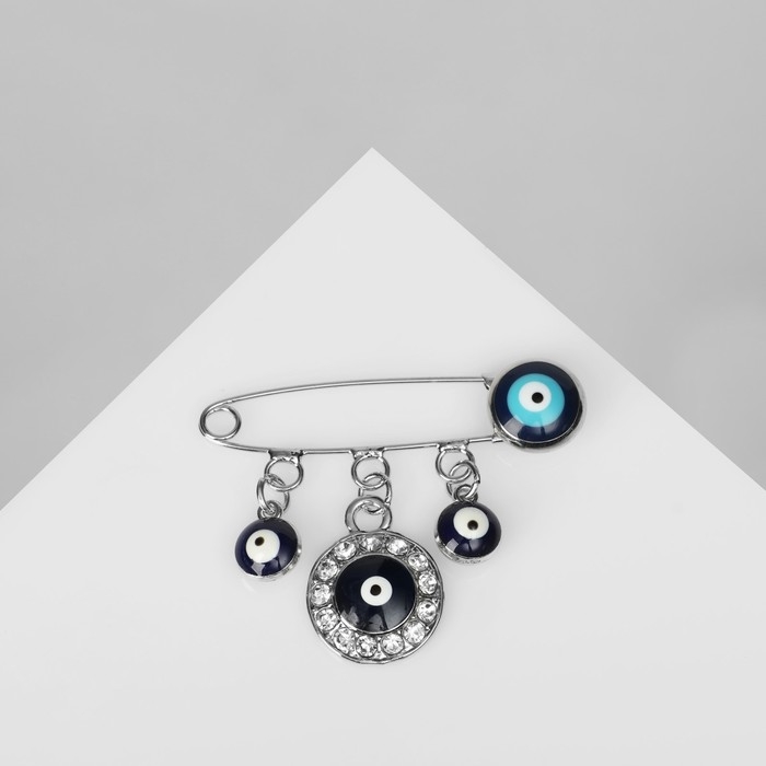 Булавка-оберег &laquo;Денежная, цвет бело-синий в серебре