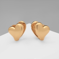 Серьги металл &laquo;Аккорд&raquo; сердечко, цвет золото