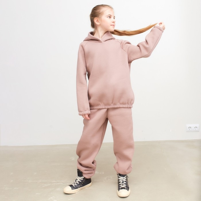 Худи для девочки MINAKU: Basic Line KIDS, цвет тёмно-бежевый, рост 116