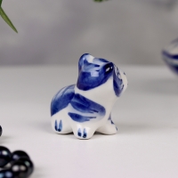 Сувенир гжель &laquo;Тигр&raquo;, бело-синий,керамика, малый,