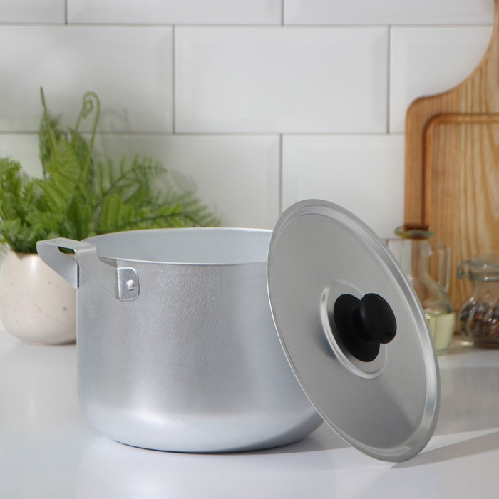 Кастрюля алюминиевая, 4.5 л, металлическая крышка