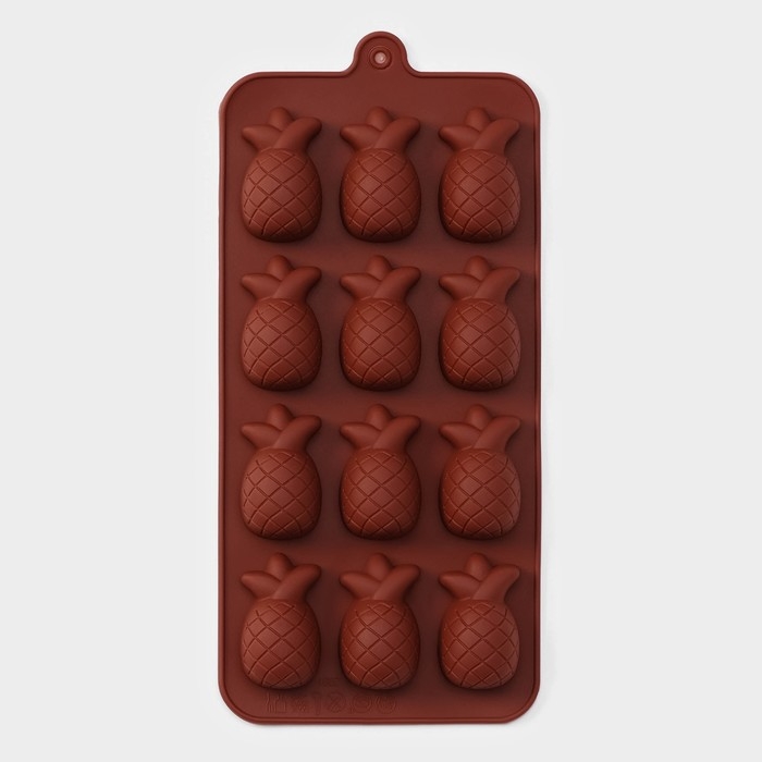 Форма для конфет и шоколада Доляна &laquo;Ананас&raquo;, силикон, 22,5&times;10,5 см, 12 ячеек, цвет коричневый