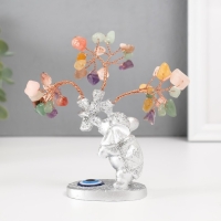 Сувенир бонсай "Серебристый слон с денежным деревом" цветные 36 камней 6,2х4,5х13,5 см