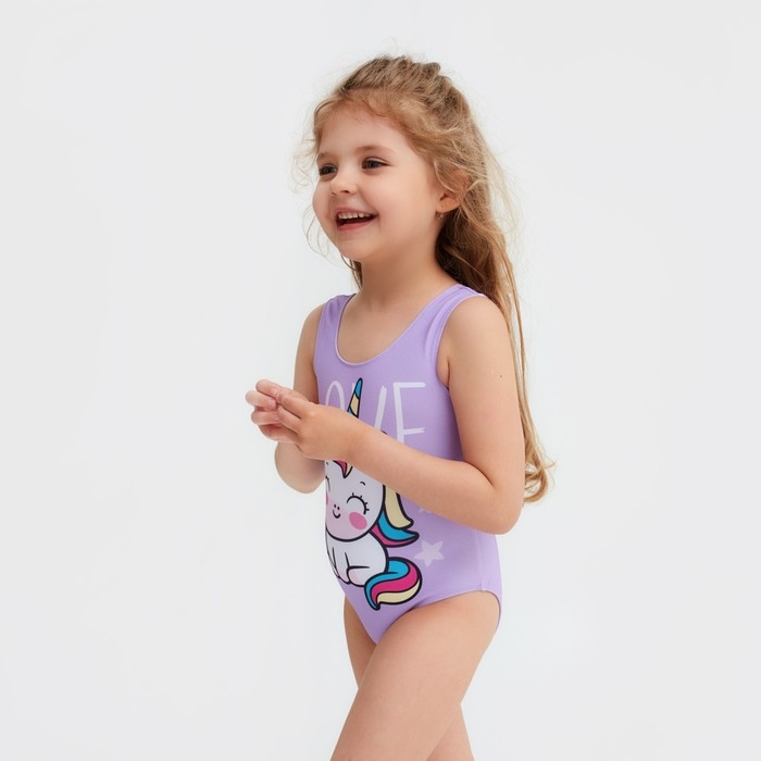 Купальник для девочки KAFTAN &laquo;Единорог&raquo;, рост 98 см, цвет лиловый