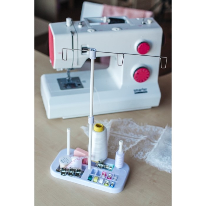 Органайзер-стойка для ниток, на подставке, 20,7 &times; 10,8 &times; 36,5 см, цвет голубой/белый