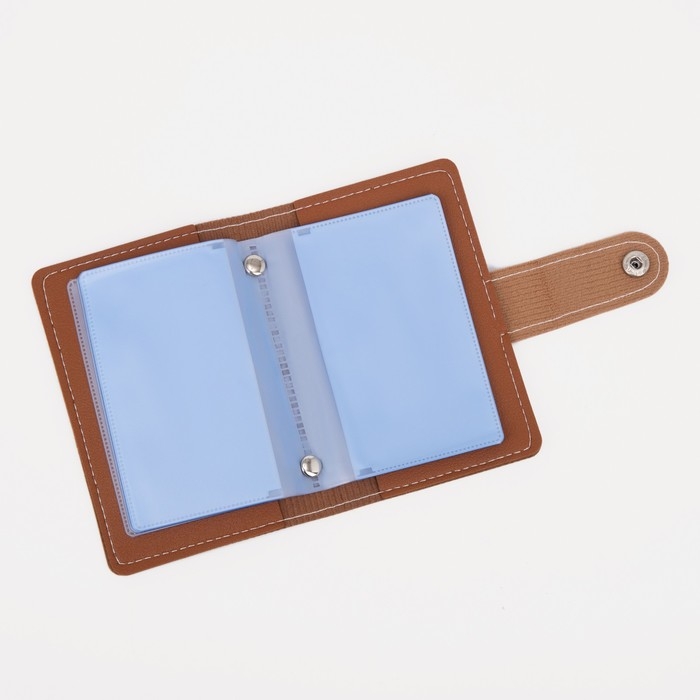 Визитница на кнопке на 24 карты, цвет коричневый Визитница на кнопке на 24 карты, цвет коричневый