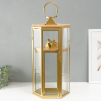 Подсвечник металл, дерево, фонарь"Шесть граней" набор 2 шт 22,5х19,5х38; 22,5х26х55 см Подсвечник металл, дерево, фонарь"Шесть граней" набор 2 шт 22,5х19,5х38; 22,5х26х55 см