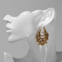 Серьги металл &laquo;Восток&raquo; лотос крупный, цвет чернёное золото