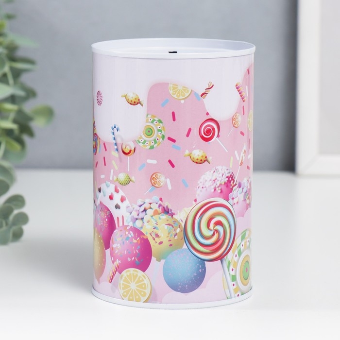 Копилка металл банка "Сладости" МИКС 12х8х8 см