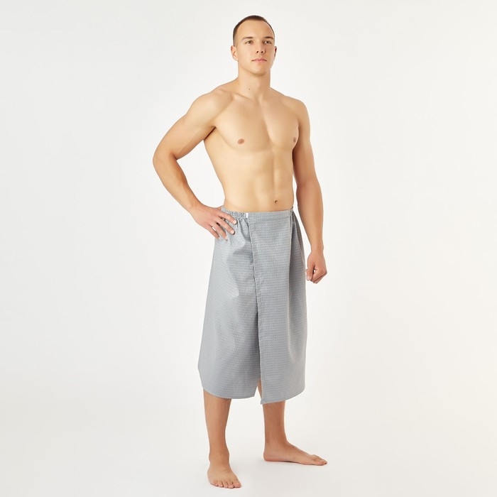 Полотенце вафельное для бани &laquo;Экономь и Я&raquo; (мужской килт), 75х144см, цвет серый