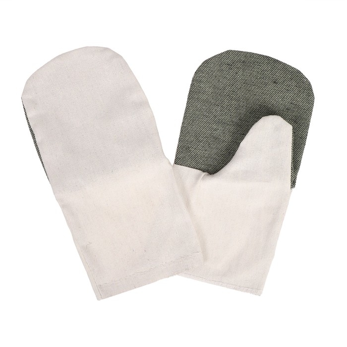 Рукавицы, двунитка 200 г, миткаль, наладонник брезент 420 г, белые, Greengo Рукавицы, двунитка 200 г, миткаль, наладонник брезент 420 г, белые, Greengo