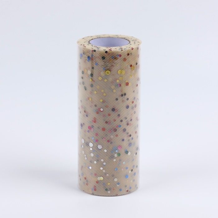 Фатин с разноцветными блёстками, 15 см, 11 &plusmn; 1 г/кв.м, 23 &plusmn; 1 м, цвет бежевый №4