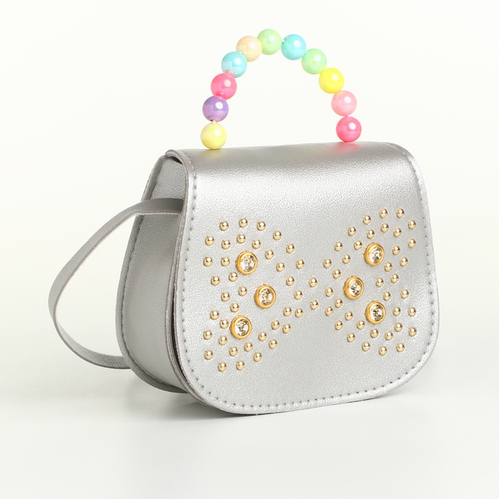 Сумка детская для девочки на клапане &laquo;Выбражулька&raquo;, цвет серебряный