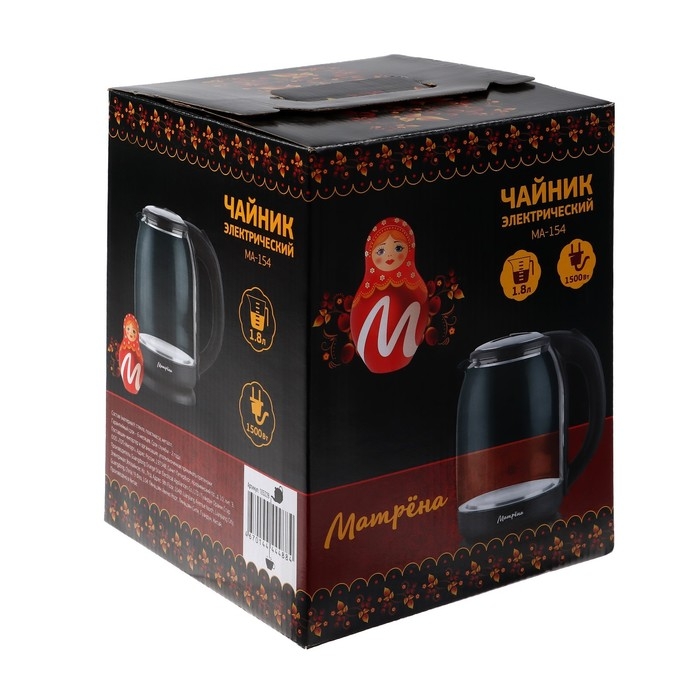Чайник электрический Чайник электрический "Матрёна" MA-154, стекло, 1.8 л, 1500 Вт, серый