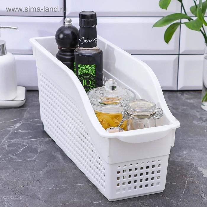 Контейнер для хранения хозяйственный &laquo;Лофт&raquo;, 3 л, 35,5&times;13&times;17 см, на колёсах, цвет белый