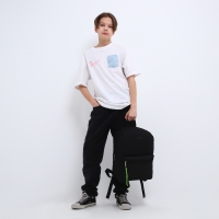 Рюкзак школьный текстильный со брелком стропой, 38х29х11 см, чёрный Рюкзак школьный текстильный со брелком стропой, 38х29х11 см, чёрный