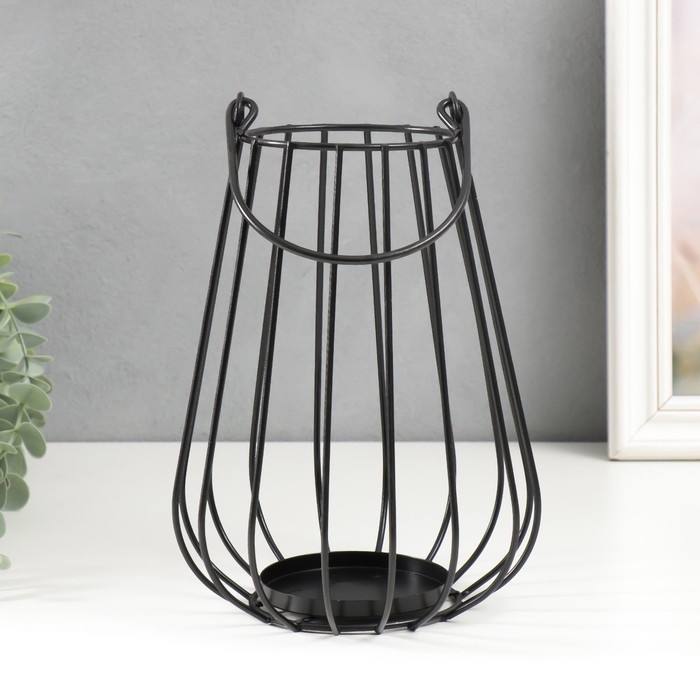 Подсвечник металл на 1 свечу Подсвечник металл на 1 свечу "Лофт. Вазон" чёрный 22х15х15 см