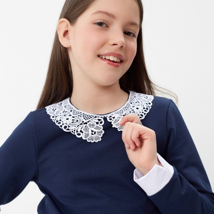 Платье для девочки, цвет темно-синий, рост 128 см