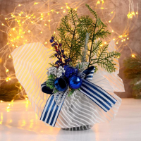 Декор "Новогодние причуды" яблочки и веточки, 25 см синий Декор "Новогодние причуды" яблочки и веточки, 25 см синий