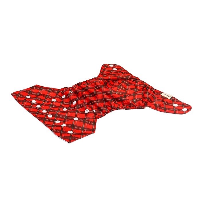 Многоразовый подгузник &laquo;Новогодняя клетка&raquo;, 0-36 мес., цвет красный, подарочная упаковка, Крошка Я