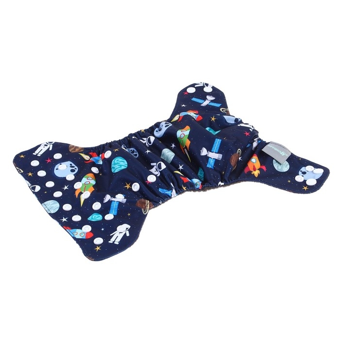 Многоразовый подгузник &laquo;Космос&raquo;, 3-8 кг, угольно-бамбуковая ткань, цвет синий, Крошка Я