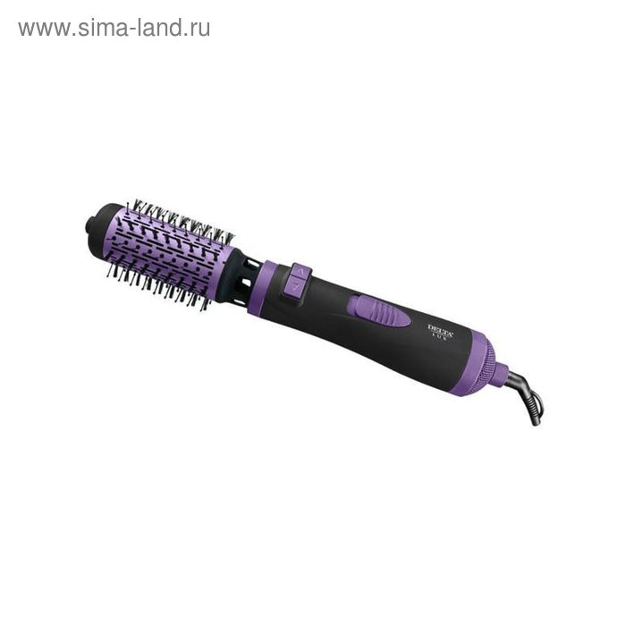 Фен-щетка DELTA LUX DL-0443R, 1000 Вт, 2 режима, 2 насадки, черно-фиолетовая