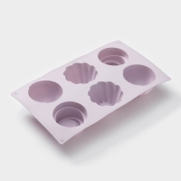 Форма для выпечки Доляна &laquo;Пудинг&raquo;, силикон, 6 ячеек, 29,3&times;17&times;4,5 см, цвет сиреневый