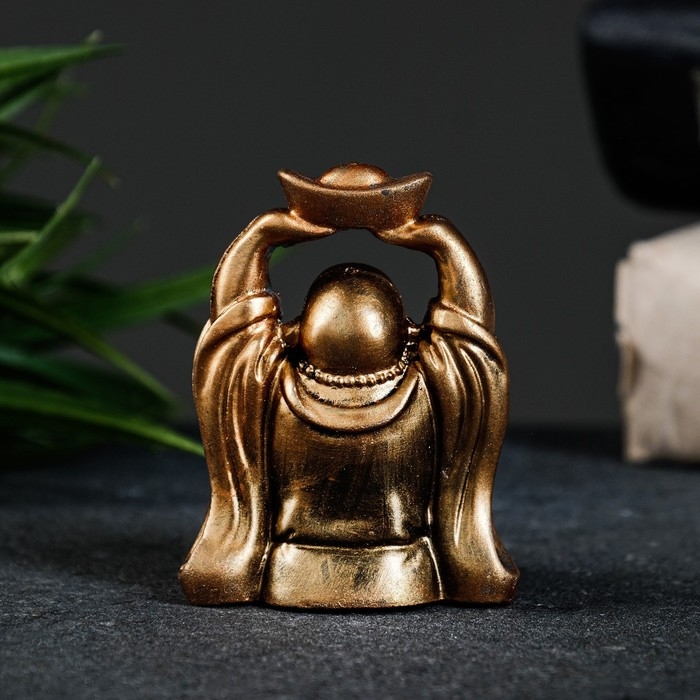 Фигура Фигура "Хотей со слитком" бронза, 7х5х4см