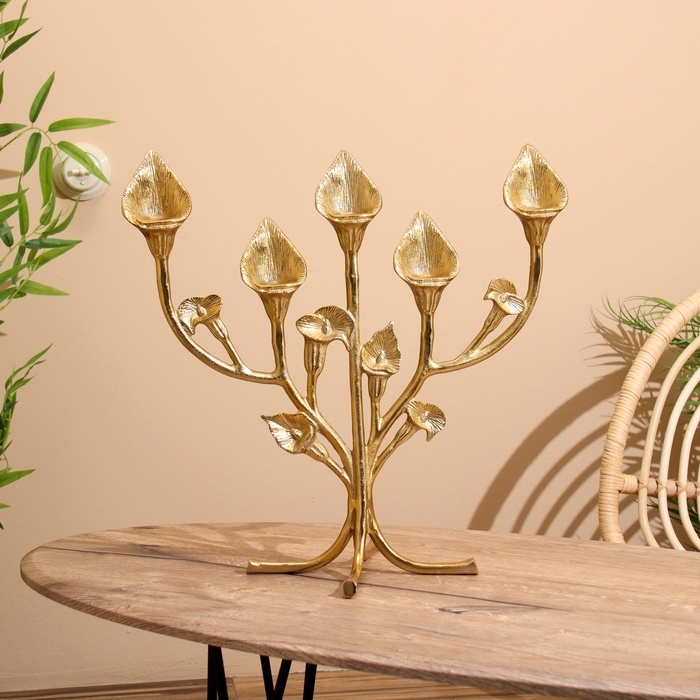 Подсвечник на 5 свечей Подсвечник на 5 свечей "Цветы" алюминий 47х25х46 см