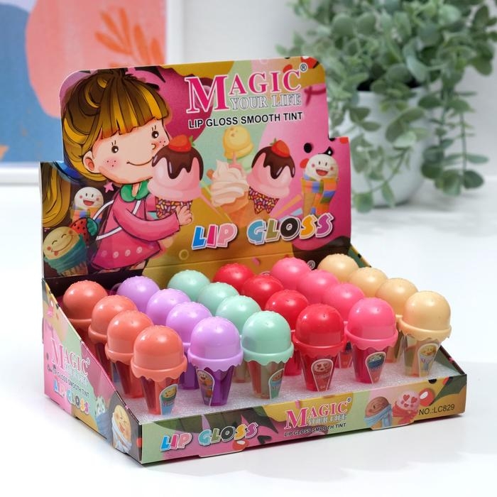 Блеск для губ &laquo;Вафельный рожок&raquo;, микс цветов и ароматов, 7 г