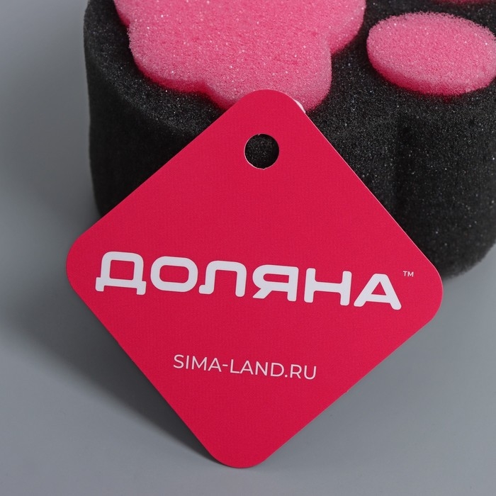 Губка для тела Доляна &laquo;Розовая пантера&raquo;, 10,8&times;10,9 см, цвет чёрный, розовый