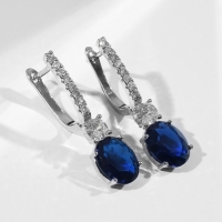 Серьги со стразами &laquo;Блиц&raquo;, цвет бело-синий в серебре