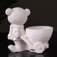 Кашпо "Медведица с тележкой" 10х10х6 см, натуральный