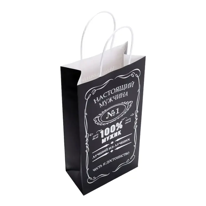 Пакет крафт под бутылку &laquo;Настоящий мужчина&raquo;, 14&times;8&times;32 см